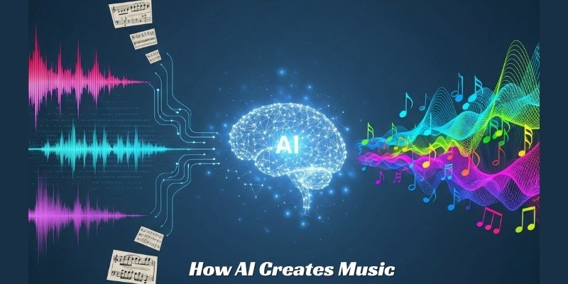 AI music creation process – artificial intelligence composing modern background music automatically | म्यूजिक बनाने वाली एआई तकनीक
